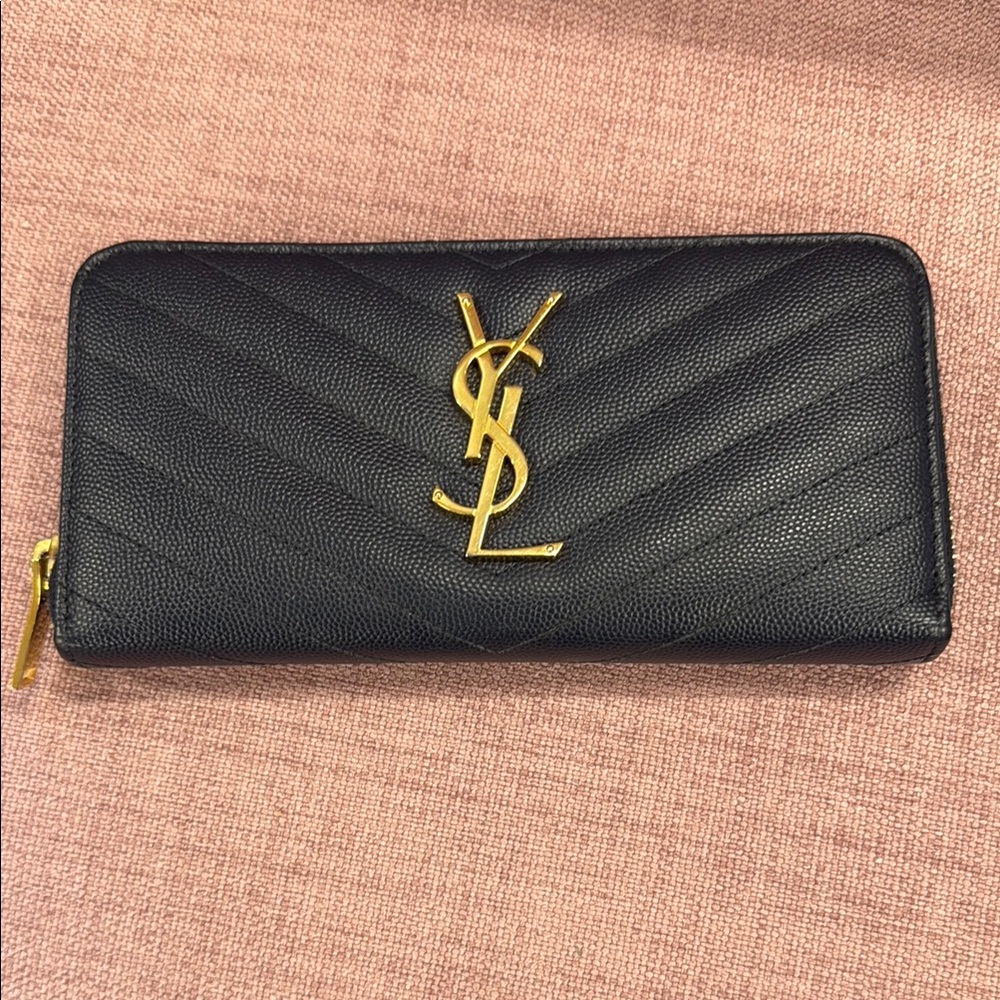 Saint Laurent Black and Gold Wallet Luxurious Design